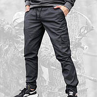 Тактические штаны Джоггеры (46-56) Серые Хлопок Карго на липучках внизу