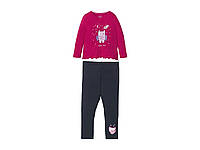 Пижама (лонгслив и штаны) для девочки Lupilu 307061 098-104 см (2-4 years) малиновый
