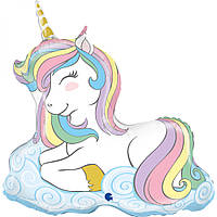 Фольгована куля Єдиноріг у хмарах макарун (Grabo) в упаковці