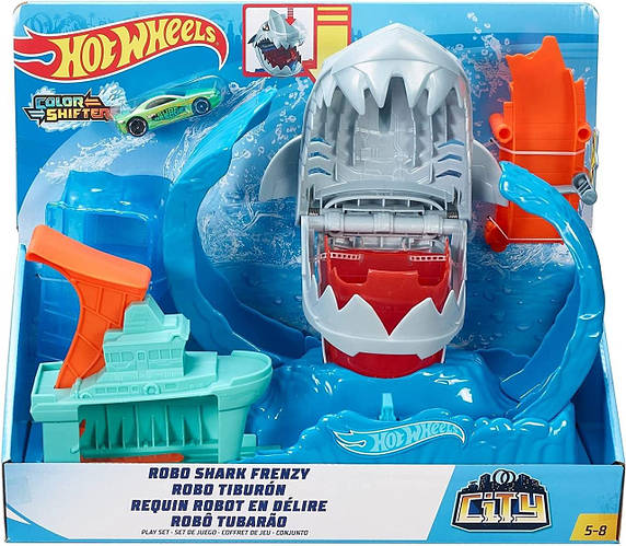 Игровой набор Hot Wheels Color Changing Robot Shark Голодная Акула ...