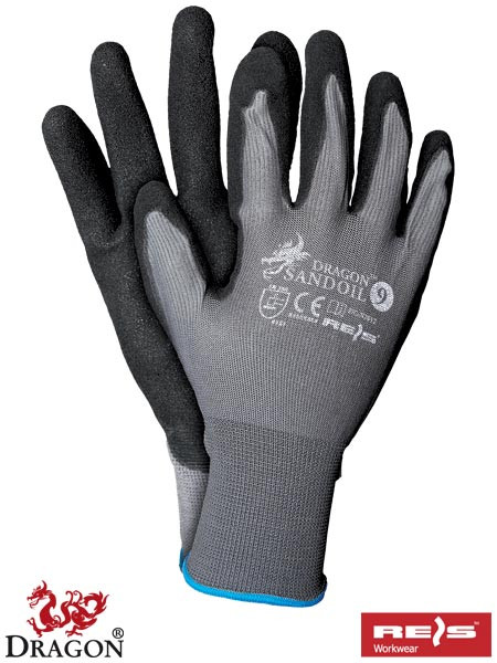 Перчатки защитные изготовленные из нейлона, покрытые нитрилом черного цвета SANDOIL SB - фото 2 - id-p287183300