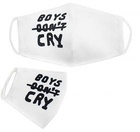 Багаторазова 4-х шарова захисна маска "Boys do not cry" розмір 3, 7-14 років, біла [tsi153162-TSI]