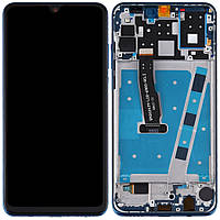 Дисплей модуль тачскрин Huawei P30 Lite черный оригинал 24MP в рамке синего цвета Peacock Blue