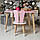 Дитячий столик хмарка і стільчик вушка зайчика рожеві з білим сидінням. Столик для ігор, занять, їжі, фото 2