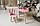 Дитячий столик хмарка і стільчик вушка зайчика рожеві. Столик для ігор, занять, їжі, фото 3