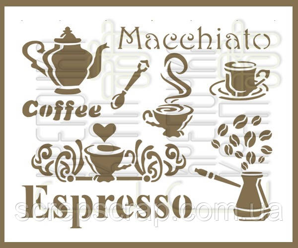 Трафарет кава 10х15см