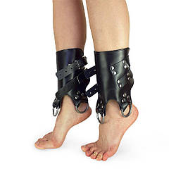 Поножі манжети для підвісу за ноги Leg Cuffs For Suspension з натуральної шкіри, колір чорний