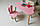 Дитячий столик хмарка і стільчик вушка зайчика рожеві. Столик для ігор, занять, їжі, фото 7