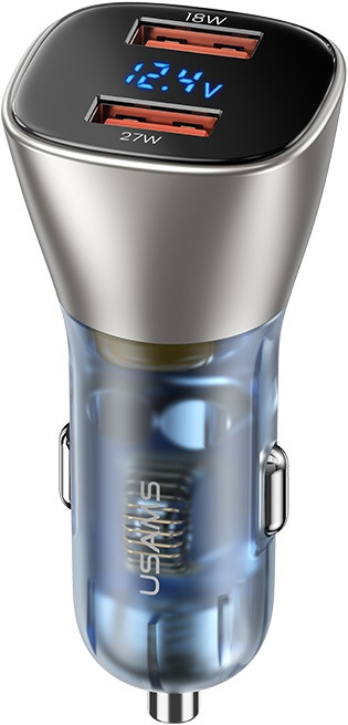 Автомобільний зарядний пристрій USAMS US-CC154 C29 Dual Ports Digital Display 45 W 5 A light gold, фото 1