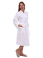 Вафельный халат Luxyart Кимоно размер (58-60) XXL 100% хлопок белый (LS-0422)