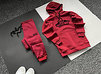 Мужской спортивный костюм теплый зимний VANS бордовый | Комплект Худи + Штаны с начесом ТОП качества