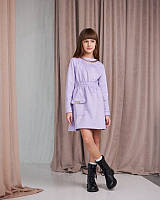Стильное подростковое платье для девочки, замшевое в сиреневом цвете