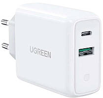 Мережевий зарядний пристрій Ugreen CD170 36 W 1*USB QC 3.0 1*Type-C PD3.0 White