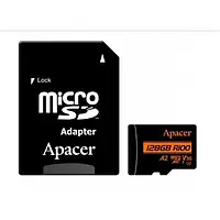Карта памяти Apacer AP128GMCSX10U8-R 128GB microSDXC Black UHS-I U3 V30 A2 + SD-adapter
