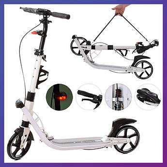 Самокат міський двоколісний для дорослих і дітей від 8 років з ручним гальмом ITRIKE 2-015-4-W білий