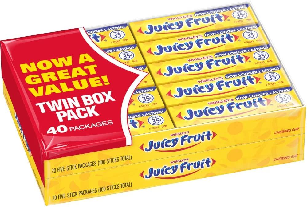 Блок жуйок Wrigley's Juicy Fruit Original Bubble (40 пачок по 5 пластинок)