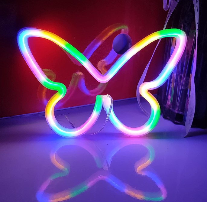 Настінний неоновий світильник нічник Метелик Butterfly різнокольоровий
