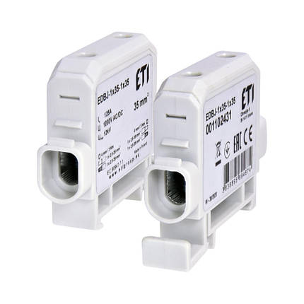 Ввідна силова клема ETI EDBJ-1x35-1x35 (125A, 1000V AC/1500V DC, IN: 1x35, OUT: 1x35, сіра) 1102431, фото 1