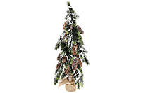 Декоративная елка в мешке, украшена шишками и ягодами, заснеженная ель 70 см