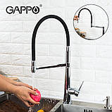 Змішувач з гнучким виливом для кухні GAPPO G4398-15, 2 режими, фото 2