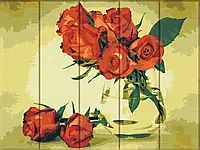 Картина по номерам Розы в вазе 30*40 см