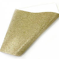 Золотой лист экокожи для рукоделия в блестках мелких 10 шт 19,5х30 см