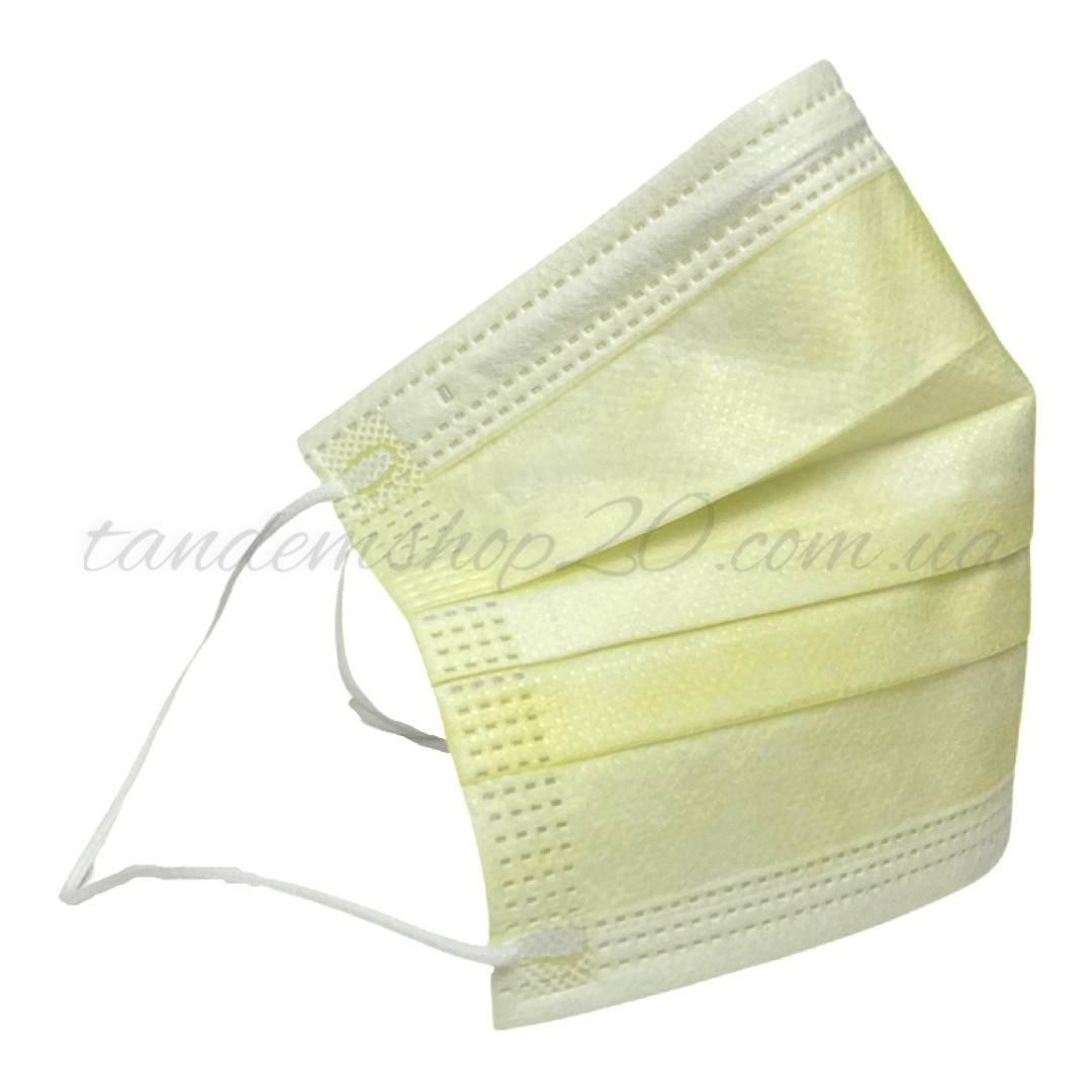 Маска для обличчя косметологична захисна тришарова Medicom одноразова жовта 50 шт, фото 1