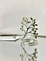 Стильна срібна каблучка з емаллю жіноча "Древо життя" Каблучка срібло 925 проби