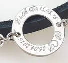 Шкіряний браслет з срібним кільцем чорного кольору на два обороти Сімейне коло, фото 2