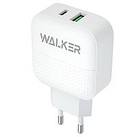 Мережевий зарядний пристрій (адаптер) WALKER WH-37 PD_3.0A / QC3.0_3.4A/18W white