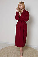 Женский вафельный халат кимоно Бордовый 100% хлопок Узбекистан