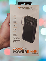 Внешний аккумулятор Power Bank Torima TRM-1021 20000mAh, Повербанк 20000mAh с дисплеем и фонариком