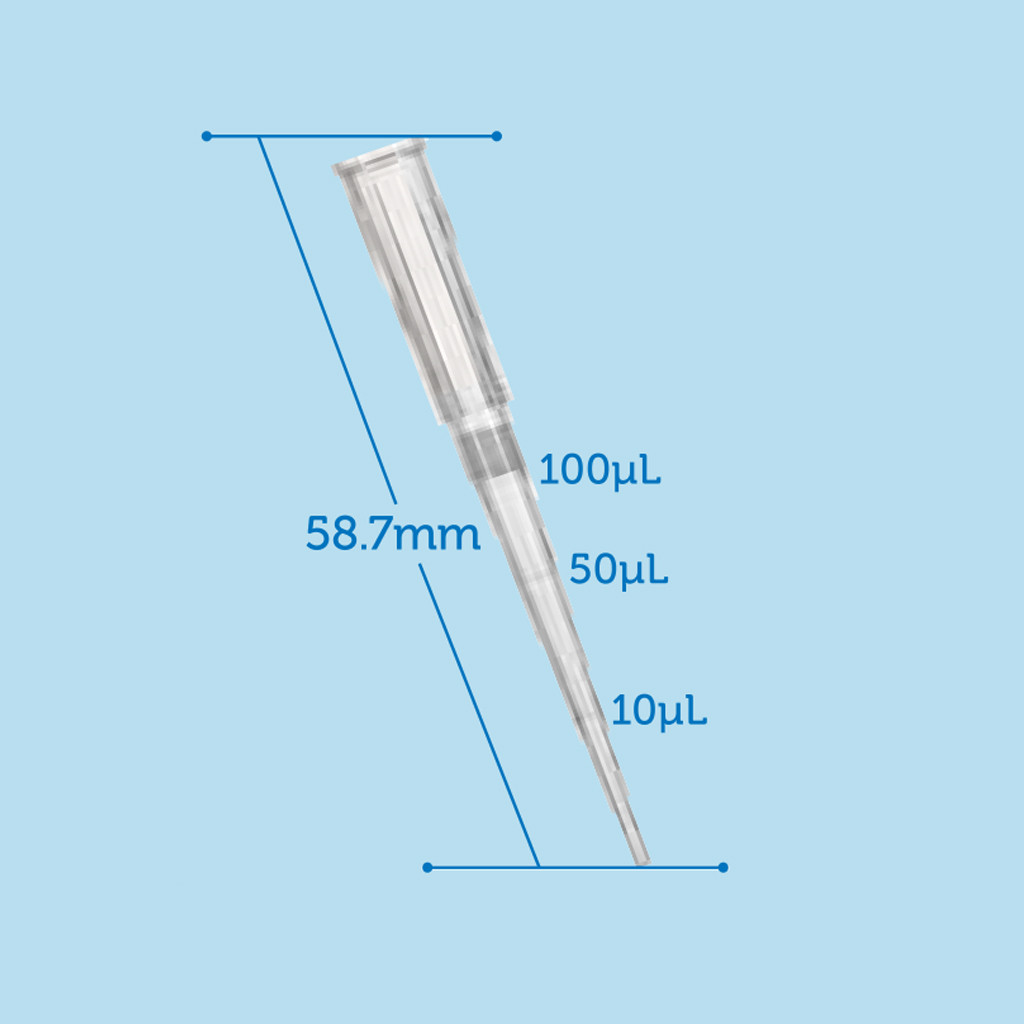 Наконечники 100 мкл з фільтром для піпет-дозатора Універсальні стерильні без ДНКаз РНКаз (1000 шт в упаковці)