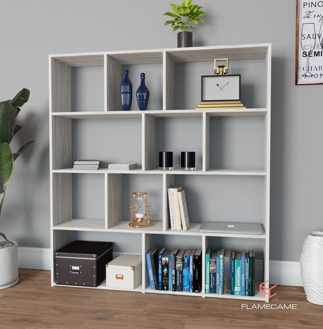 Полка для книг, стеллаж для дома 12 ячеек ДСП. P0027