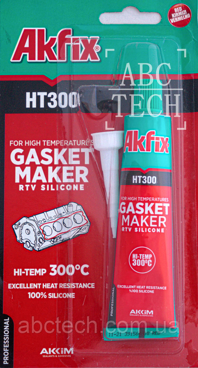 Герметик силіконовий термостійкий Akfix HT300 50гр Чорний силіконовий Герметик в тубі