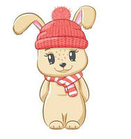 Наклейка для ростової фігури "Зайка в шарфику" 80х55 см/інтер'єрна наклейка (без обрізу)