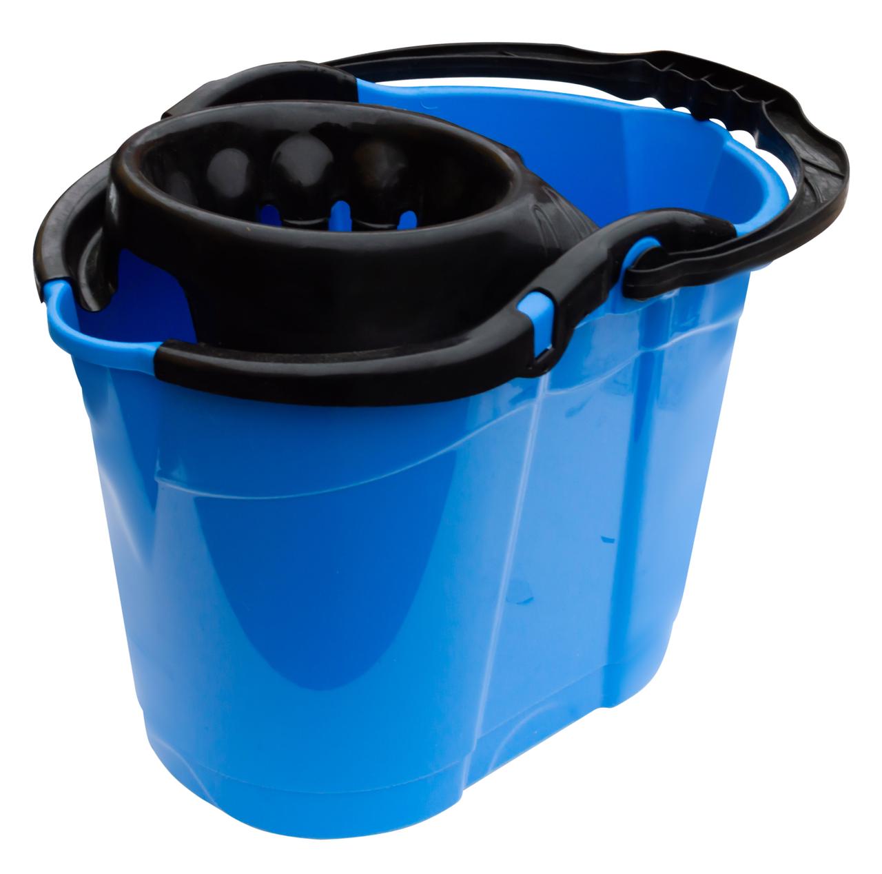 Відро для прибирання 14 літрів з віджимом овальне блакитне 38*26*29.5 см (ПолімерАгро)