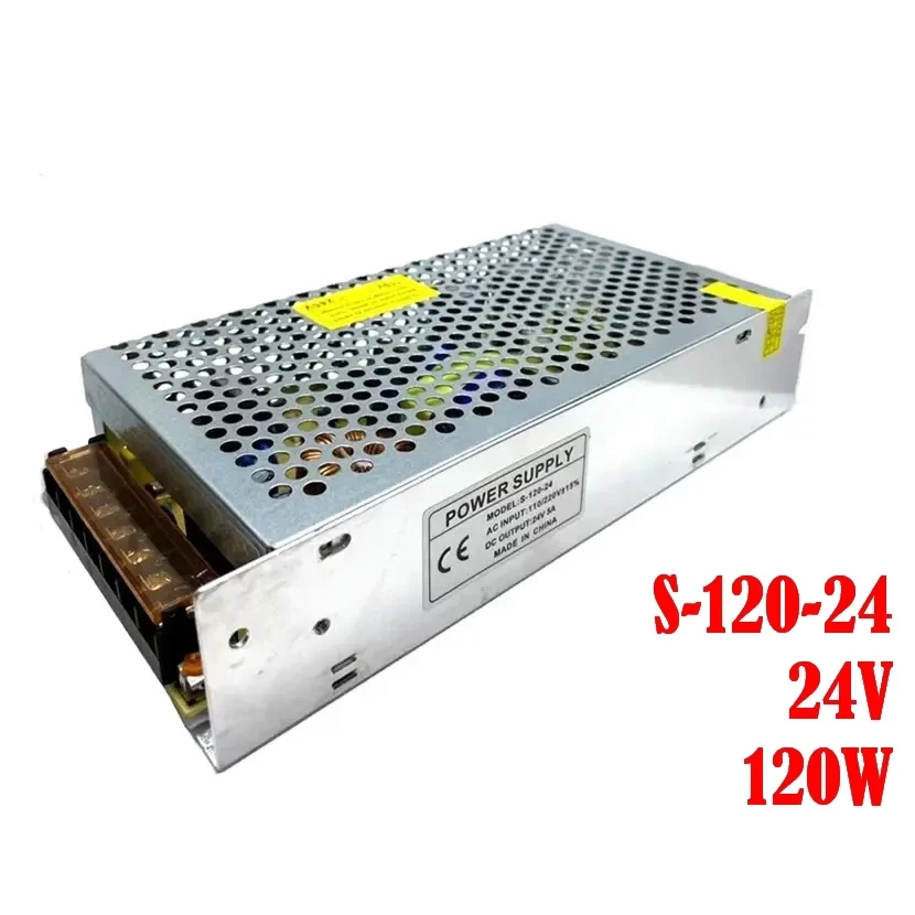 Блок живлення 24V, 120W, 5А, IP20, металевий корпус, не герметичний для внутрішнього застосування.