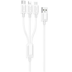 Кабель 3в1 для заряджання телефону MicroUSB+TypeC+Lightning 3-in-1 HOCO X74 | 100см/2A | Білий