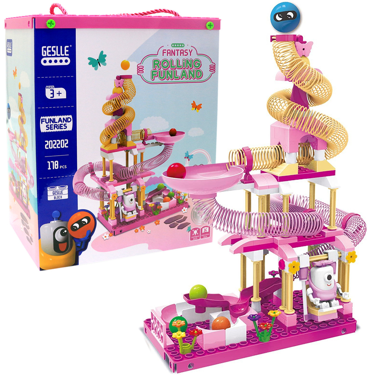 Конструктор з пружинками Geslle Rolling Funland 178 деталей (202202), фото 1
