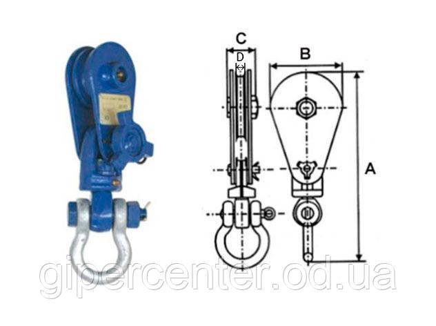 Блок однороликовый со скобой усиленный (Heavy Duty) 10 т. - фото 1 - id-p1727167946