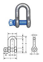 Скоба такелажная G210 (прямая, винт) 1.5 т