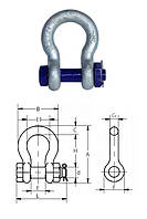 Скоба такелажная G2130 (4:1, омегообразная, болт-гайка) 8.5 т