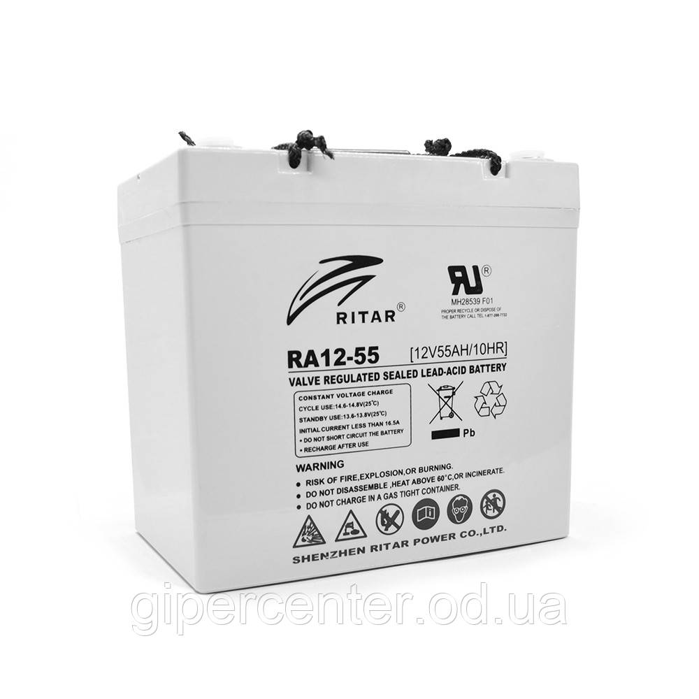 Акумуляторна батарея AGM RITAR RA12-55, Gray Case, 12V 55.0Ah ( 229 x 138 x 211 (216) ) Q1 - фото 1 - id-p1261401132