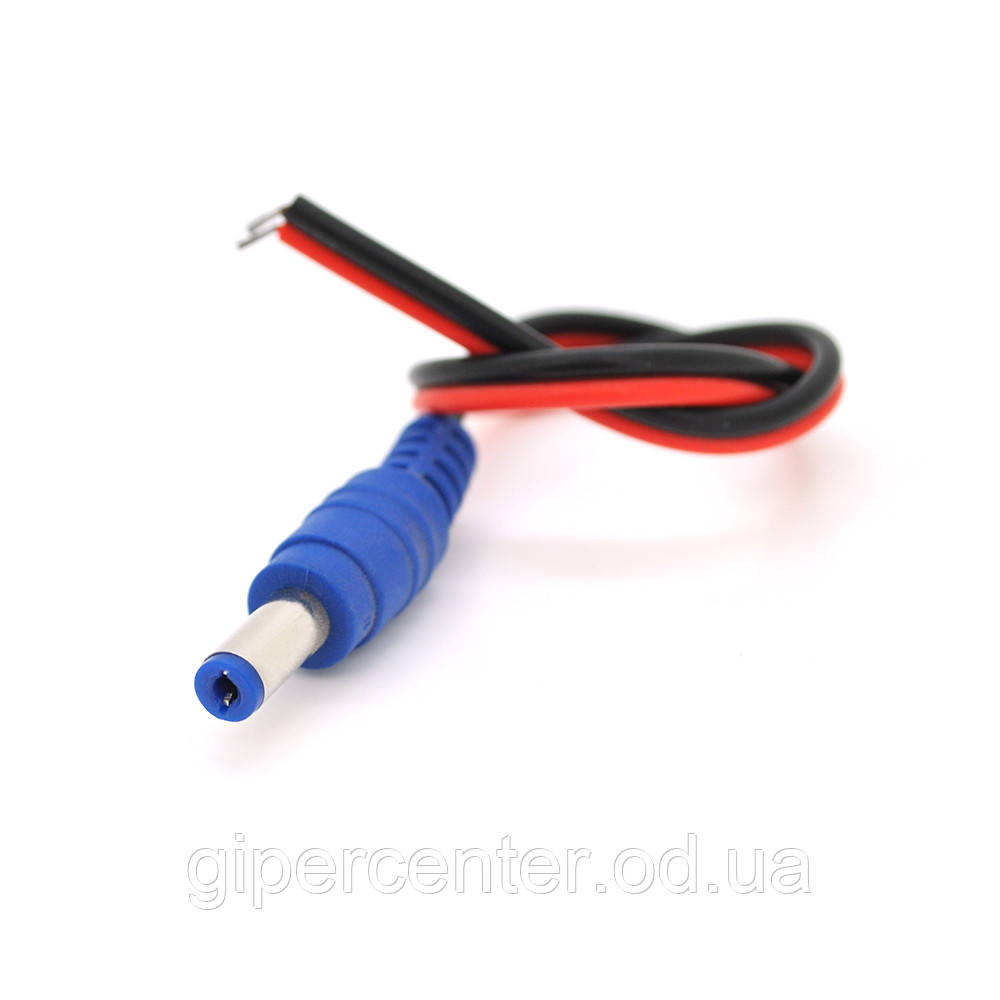 Разъем питания DC-M (D 5,5x2,1мм) => кабель длиной 25см black-red , Blue Plug OEM Q100 - фото 1 - id-p1727175093
