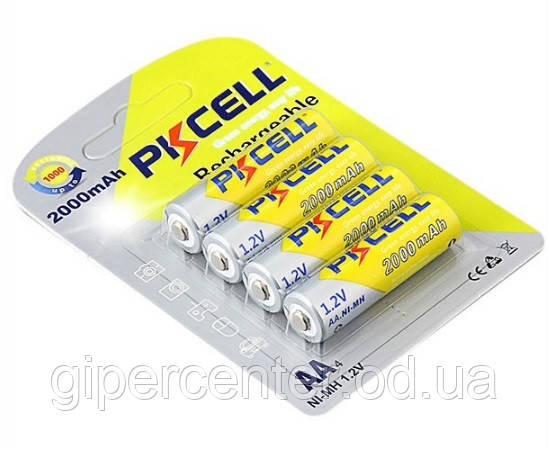 Акумулятор PKCELL 1.2V AA 2000mAh NiMH Rechargeable Battery, 4 штуки в блістері ціна за блістер, Q12 - фото 1 - id-p1261402296