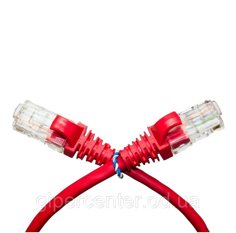 Патч-корд литий RITAR, CCA, UTP, RJ45, Cat.5e, 0,3m, червоний Q1000 - фото 1 - id-p1261404421