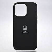 Чехол с патриотическим принтом Silicon Case Print Тризуб для iPhone 13 Pro Black/Черный