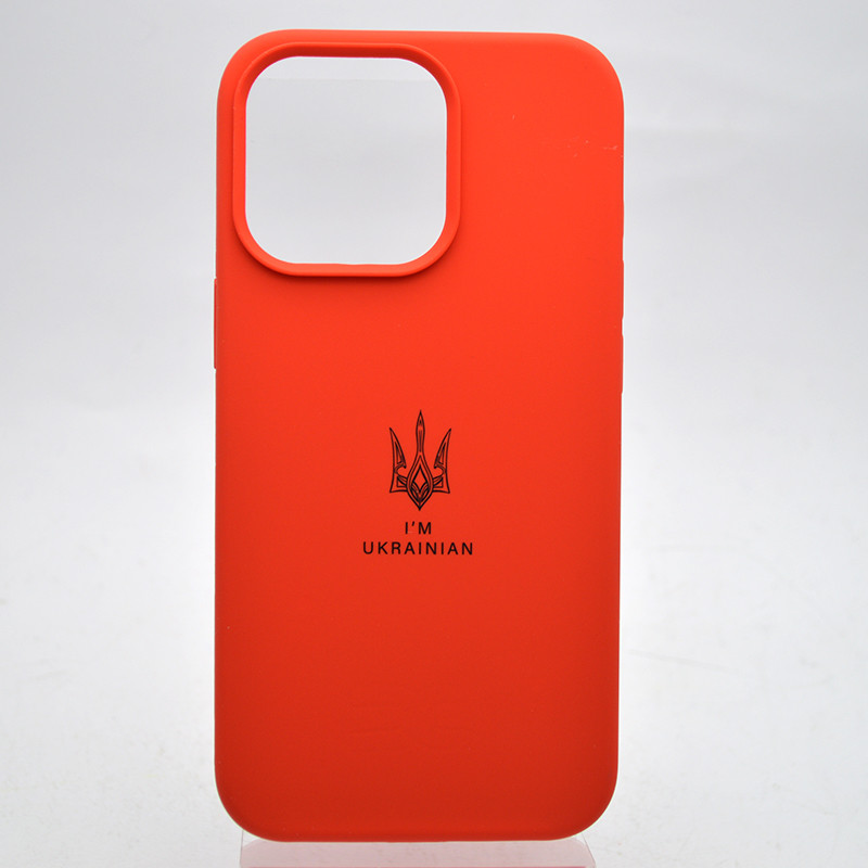 Чехол с патриотическим принтом Silicon Case Print Тризуб для iPhone 13 Pro Red/Красный, фото 1