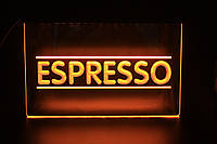 Светодиодная Лед вывеска Кофе (Табличка Espresso) Оранжевий
